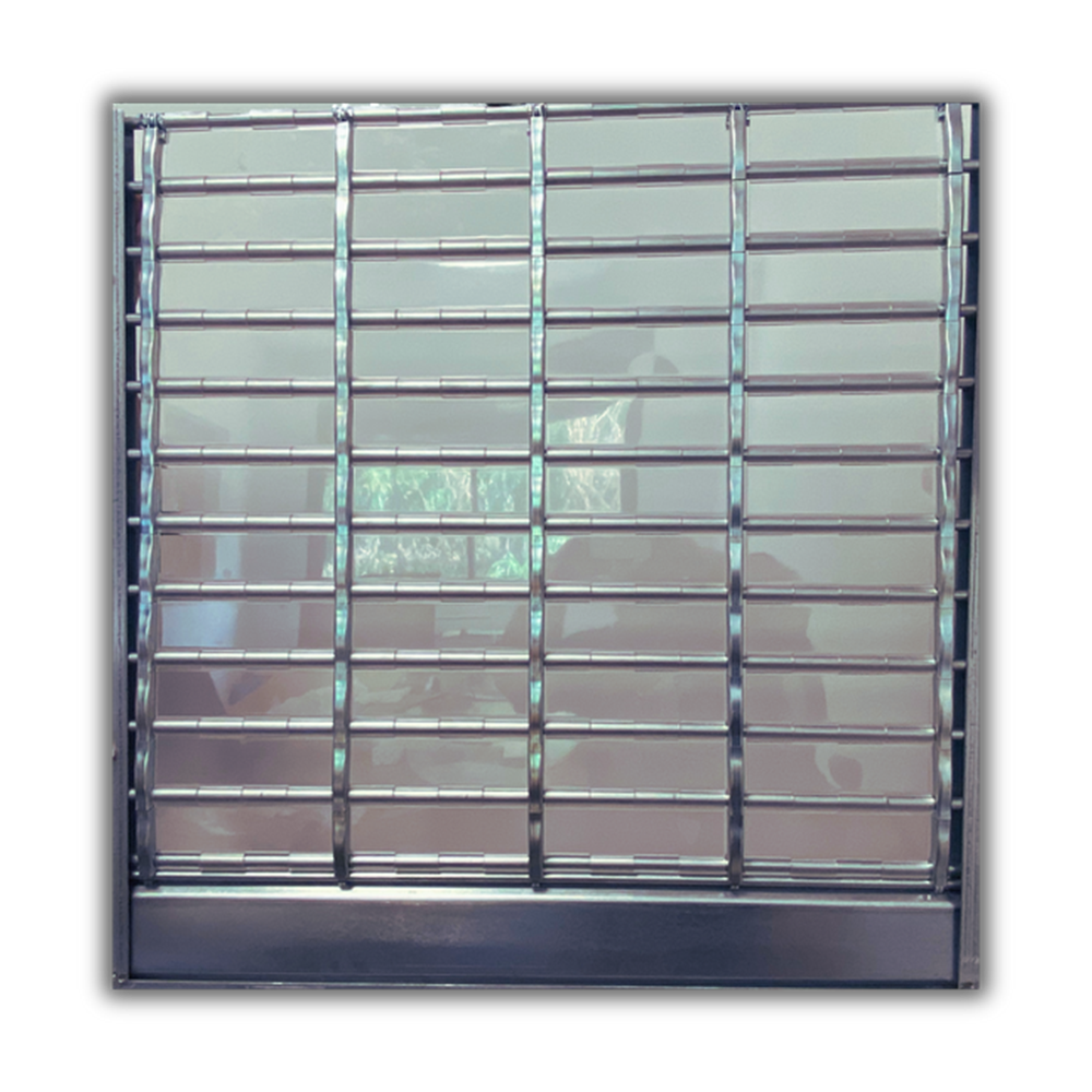Grille métallique à enroulement type biellettes P77 avec polycarbonate transparent. Réunion 974