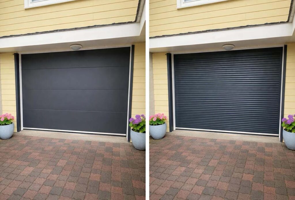Comparaison technique porte garage sectionnelle et volet roulant aluminium